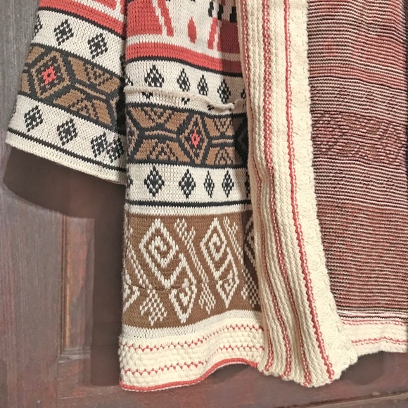 Forever 21 Cardigan Open Front Aztec Southwestern Tribal Geometric Sweater Boho - Picture 6 of 16